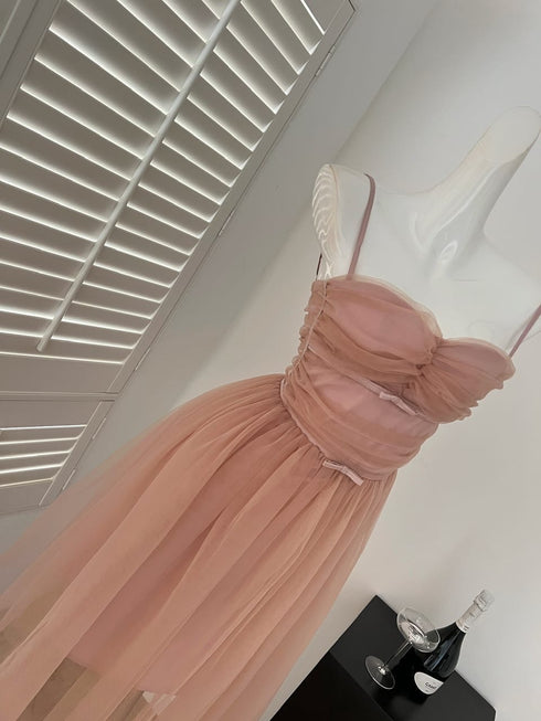Mesh Sleeveless Thin Strap Tulle Dress